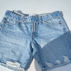Zara Blue Jean Shorts Distressed Denim Casual